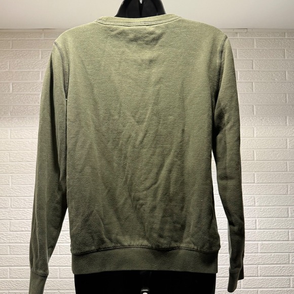 PINK Victoria's Secret Olive Green Floral Logo Crew Neck Sweatshirt - Picture 3 of 3